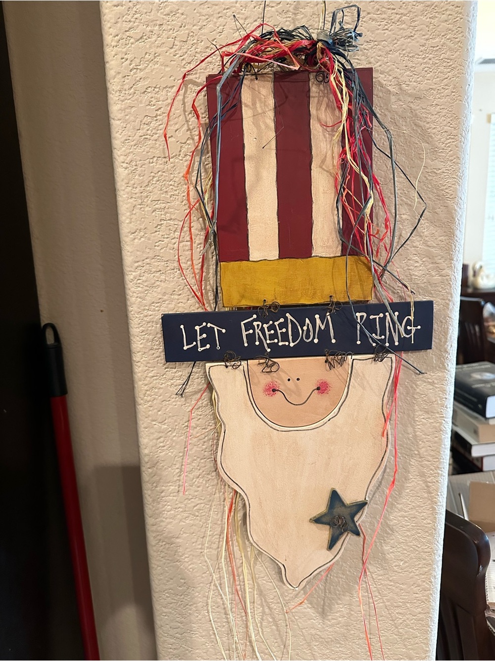 Patriotic Let Freedom Ring Wall Hanging - Red, White, Blue, Yellow Uncle Sam